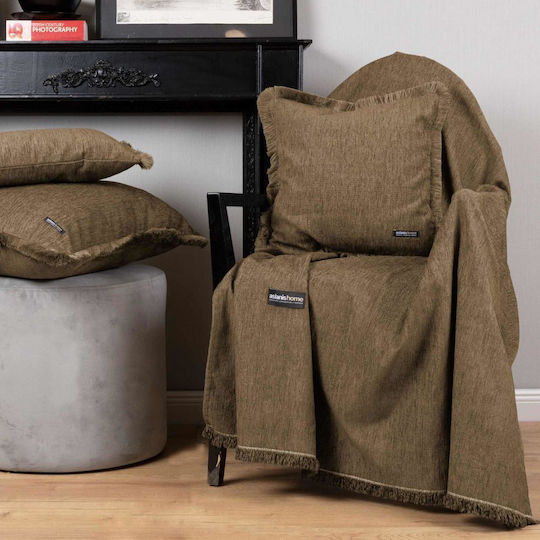 Aslanis Home Plain 4 Decken & Couchdecken Zweisitzer-Sofa Überwurf Chenille 180x250cm Sahara