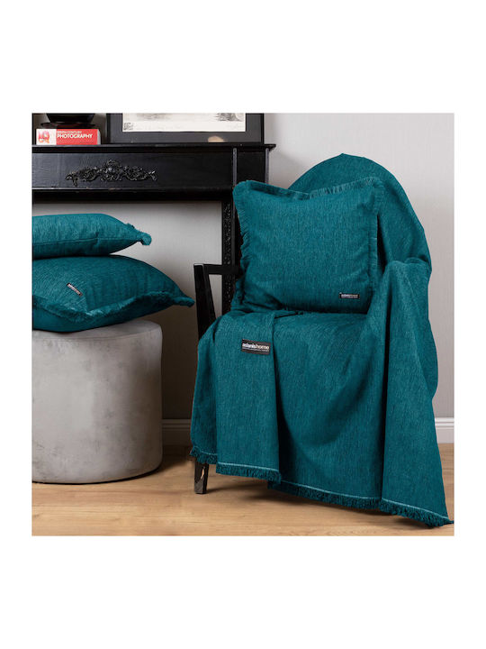 Aslanis Home Four-Seater Sofa Throw Plain 4 180x350cm Petrol
