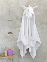 Nima Baby Hooded Towel with Hood Licorne White 70x120cm Nima Baby Hooded Towel with Hood Licorne White 70x120cm