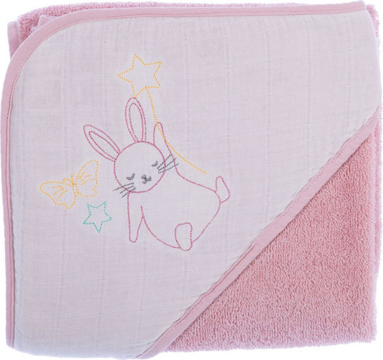 Nef-Nef Homeware Baby Bath Towel Bathrobe Hooded Fly Love Pink 75x75cm