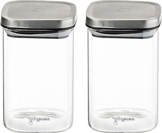Luigi Ferrero Set of 2 General Use Glass Jars with Transparent Lid 1200ml 2 Pieces