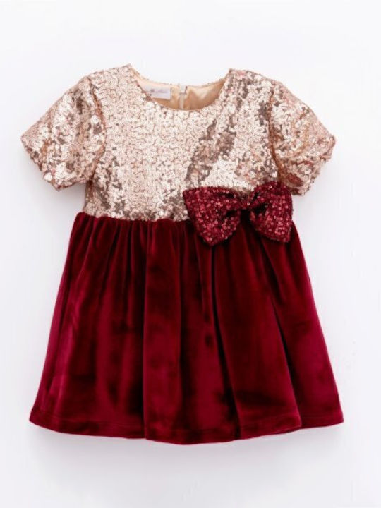 Children's Dress Long Sleeve Velvet Red
