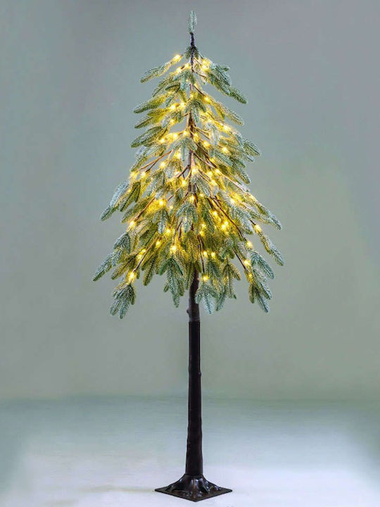 Snowy Christmas Green Tree with Metallic Base and LED Lighting H180cm