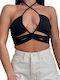 Γυναικείο Καλοκαιρινό Crop Top με Τιράντες Μαύρο