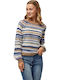 Peppercorn Women's Long Sleeve Sweater Striped Blue