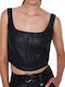 Ale - The Non Usual Casual Women's Crop Top Leather Sleeveless Black