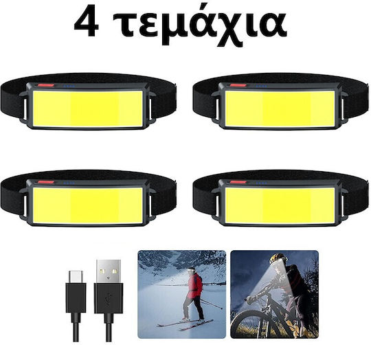 Ideahellas Rechargeable Headlamp LED IP64 with Maximum Brightness 1600lm 4pcs Black