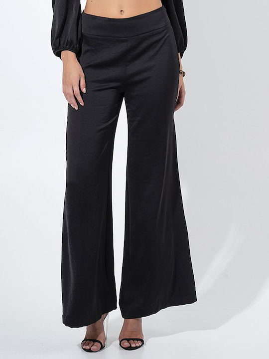 Maki Philosophy Γυναικεία Ψηλόμεση Υφασμάτινη Παντελόνα σε Μαύρο Χρώμα