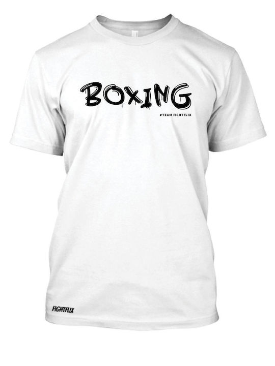 FightFlix T-shirt Bărbătesc cu Mânecă Scurtă Alb