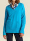 Forel Women's Long Sleeve Sweater with V Neckline Light Blue
