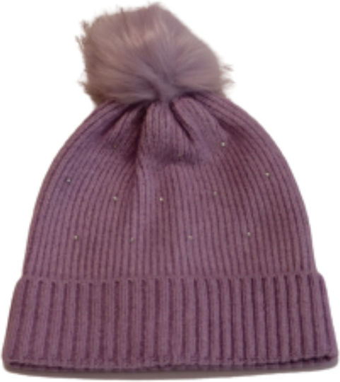 Beanie Γυναικείος Σκούφος Πλεκτός σε Μωβ χρώμα