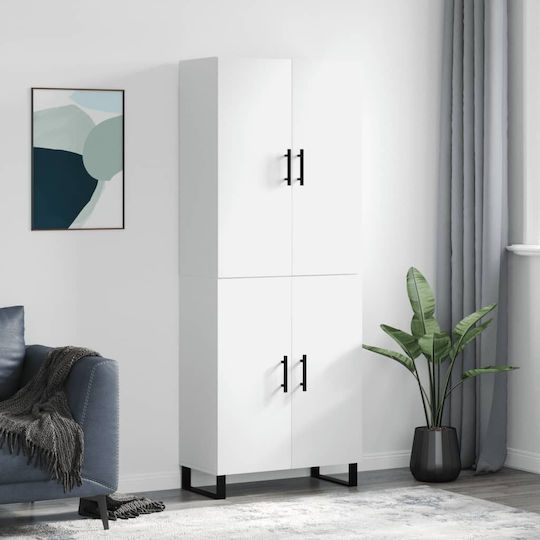 Bibliotecă Albă 69.5x34x180 cm