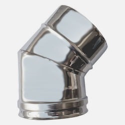 Inox Shell Semi-Angled Chimney Pipe Inox 120mm Silver