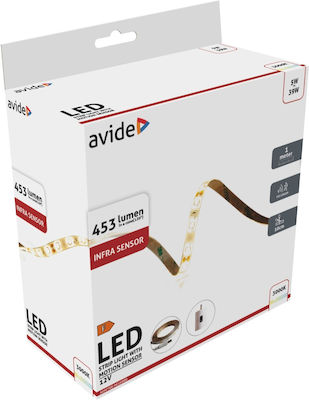 Avide Alslis12v-5w Bandă LED Alimentare 12V cu Lumină Alb Cald Lungime 1m