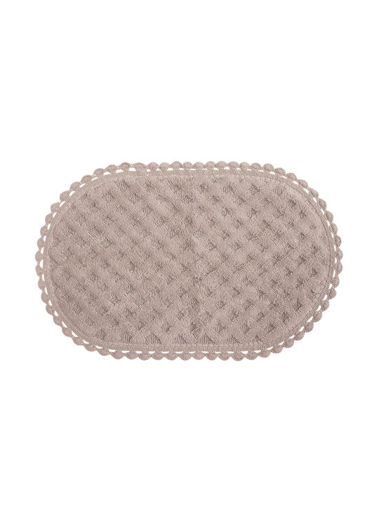 Nef-Nef Non-Slip Bath Mat Cotton Oval Touch 034261 Beige 55x85cm