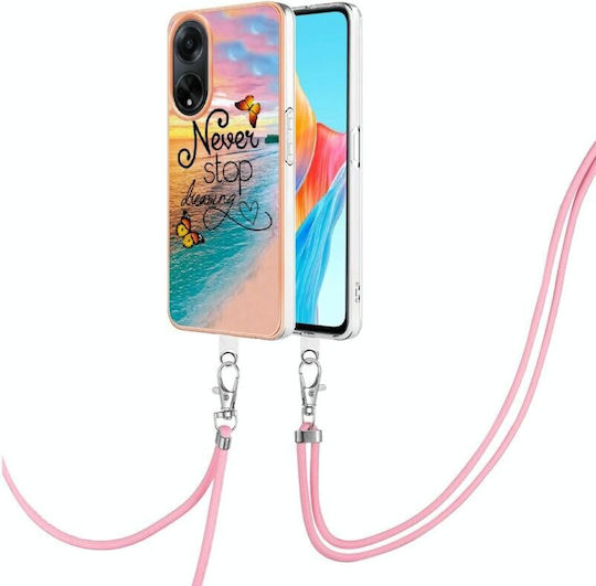 Electroplating Marble Back Cover Πλαστικό με Λουράκι (Oppo A98)
