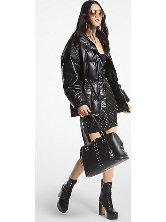 Women's Short Puffer Jacket for Winter Black