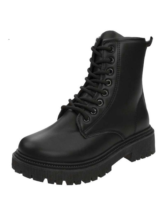 Les Arlesiennes Women's Medium Heel Combat Boots Black