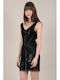 Ladies Woven Dress Fr Mini Βραδινό Φόρεμα Μαύρο