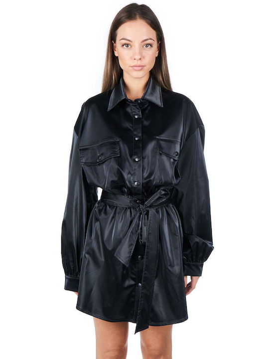 Zoya Lederkleid Ganztägig Schwarze
