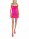 Twenty 29 Dress Women Twenty-29 Mini Evening Dress Slip Dress Satin Draped Fuchsia