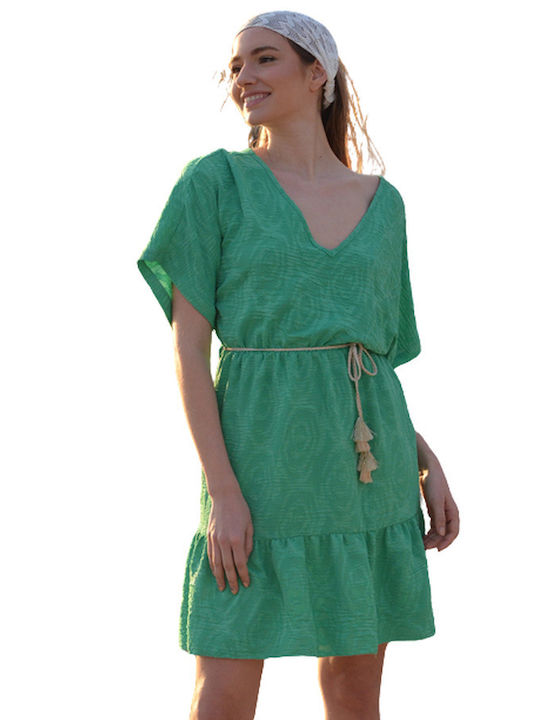 Tweet With Love Καλοκαιρινό Mini Φόρεμα Πράσινο