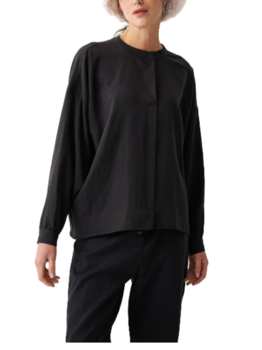 Black & Black Women's Monochrome Long Sleeve Shirt Black