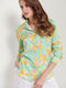 Bill Cost Women's Floral Long Sleeve Shirt Turquoise