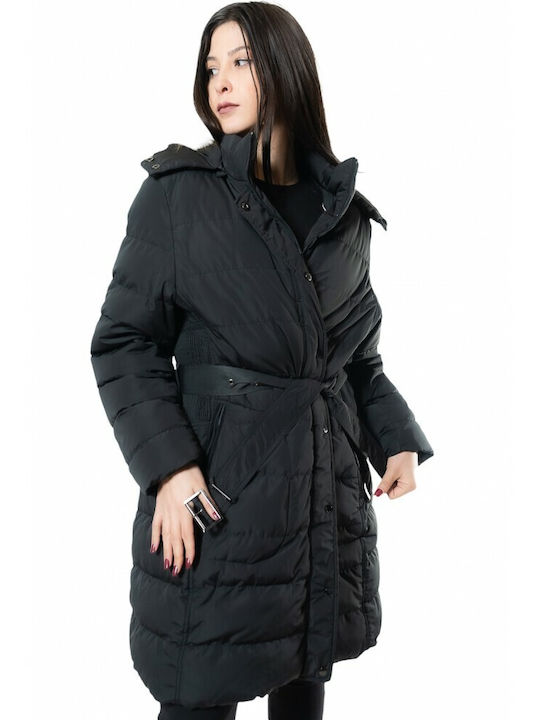 Rino&Pelle Women's Short Lifestyle Jacket for Winter with Detachable Hood Black