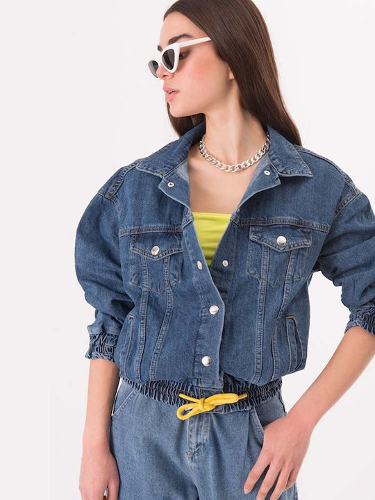 Kurz Damen Jeansjacke Blau