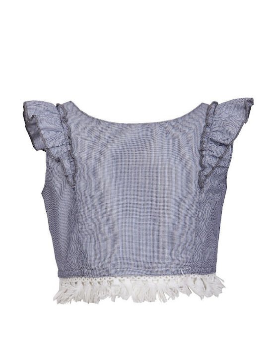 Kinder-Crop-Top Ärmellos Blau