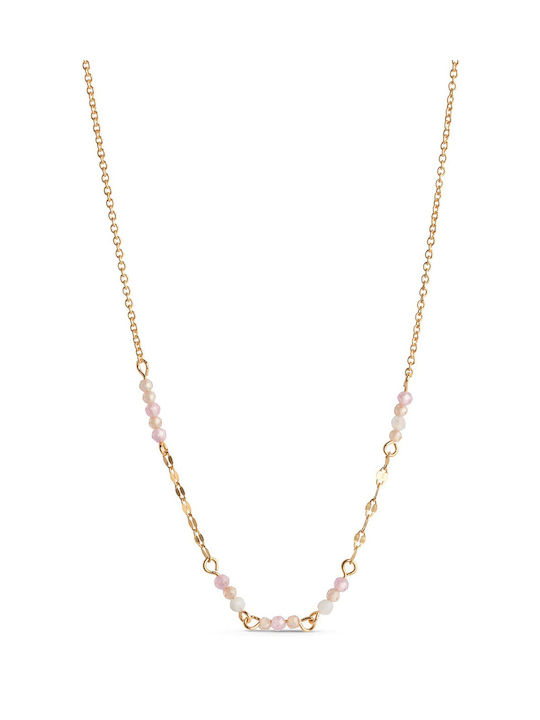 Necklace from Gold Plated Silver with Zircon