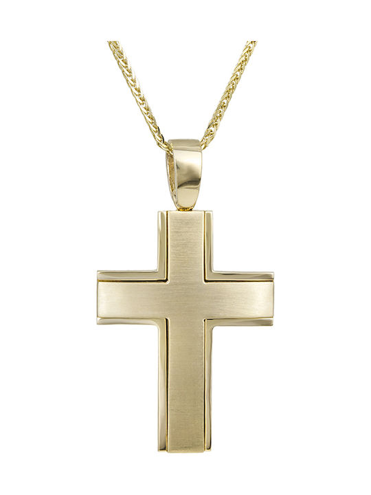 Herren Gold Kreuz 14K mit Kette