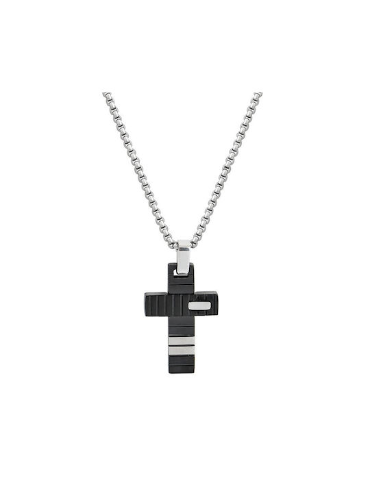 Men's Cross from Steel with Chain