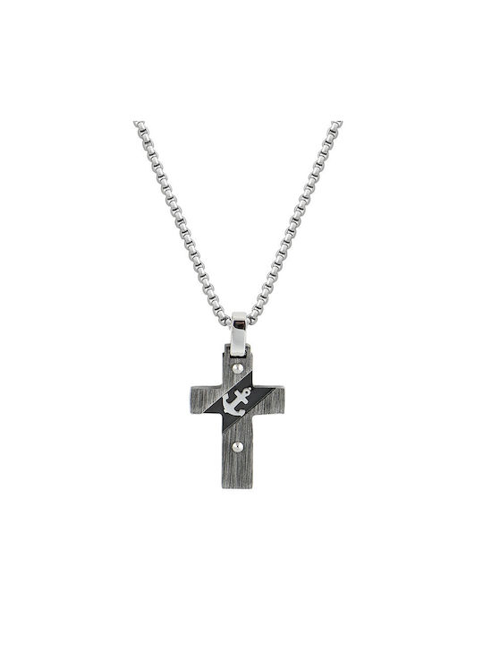 Men's Cross from Steel with Chain