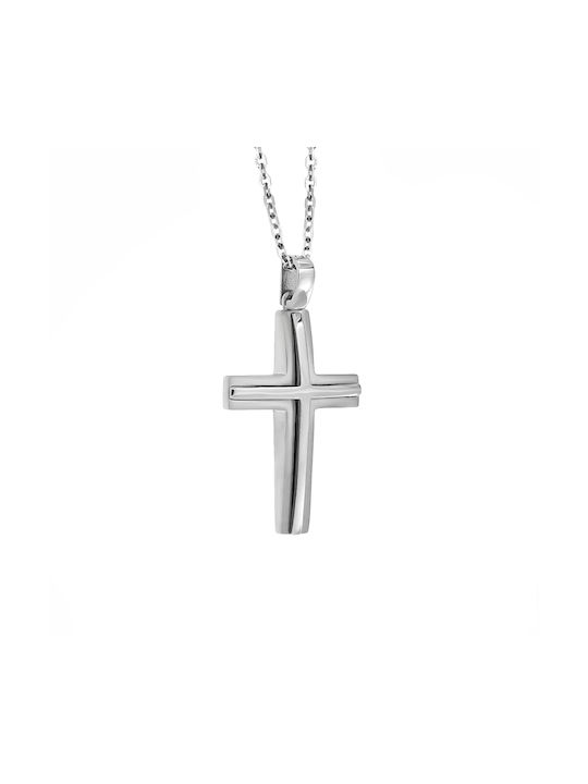 Men's White Gold Cross 14K