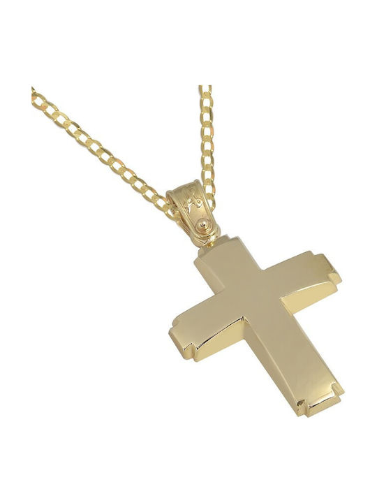 Herren Gold Kreuz 14K mit Kette