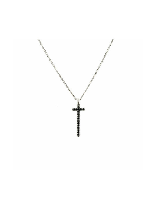 White Gold Cross 9K with Chain