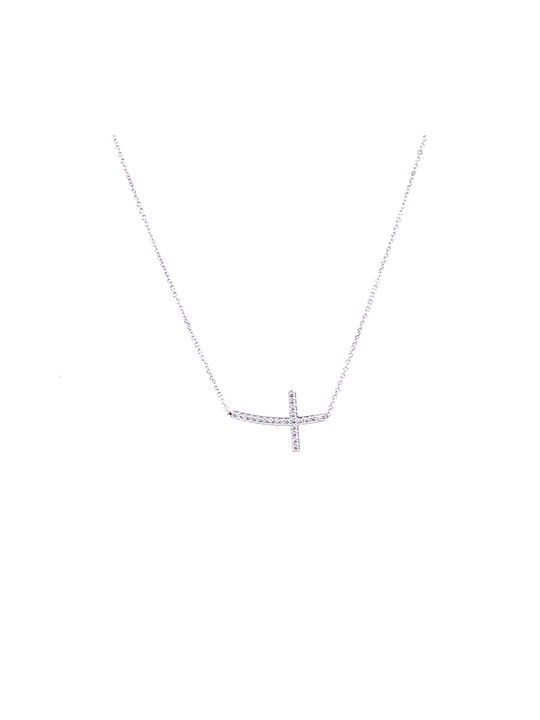 White Gold Cross 9K with Chain