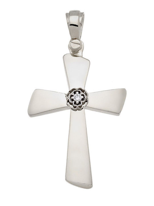 Al'Oro White Gold Cross 14K