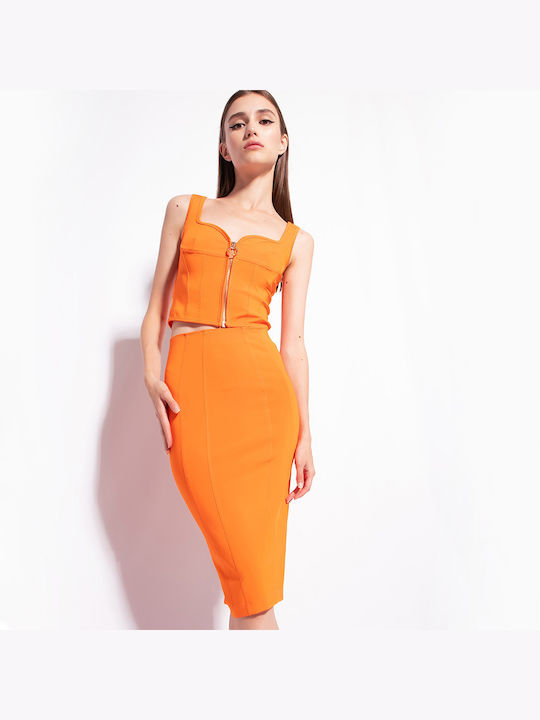 Pinko Ψηλόμεση Maxi Φούστα σε Πορτοκαλί χρώμα