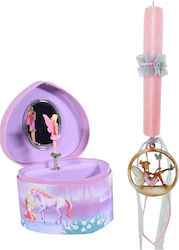 Easter Candle Round with Box Pink