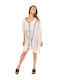 Aquablue Damen Mini Kaftan Strand Weiß