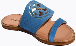 Dolce Leather Women's Flat Sandals Blue
