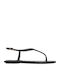 Leather Women's Flat Sandals in Black Color