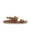 Yokono Leather Women's Flat Sandals Anatomic in Brown Color