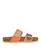 Leather Women's Flat Sandals Anatomic in Beige Color