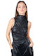 Sleeveless Turtleneck Bodysuit Black