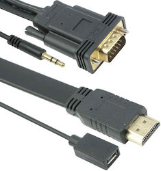 18261 Плосък HDMI Мъжки - VGA Мъжки 3м Черен 18261 Плосък HDMI Мъжки - VGA Мъжки 3м Черен