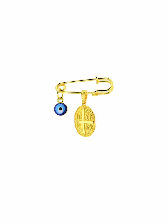 Kids Gold 9K Safety Pin Charm with Constantine Coin